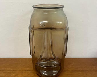 Large EcoGreen vase made of recycled glass in brown Made in Spain Vintage
