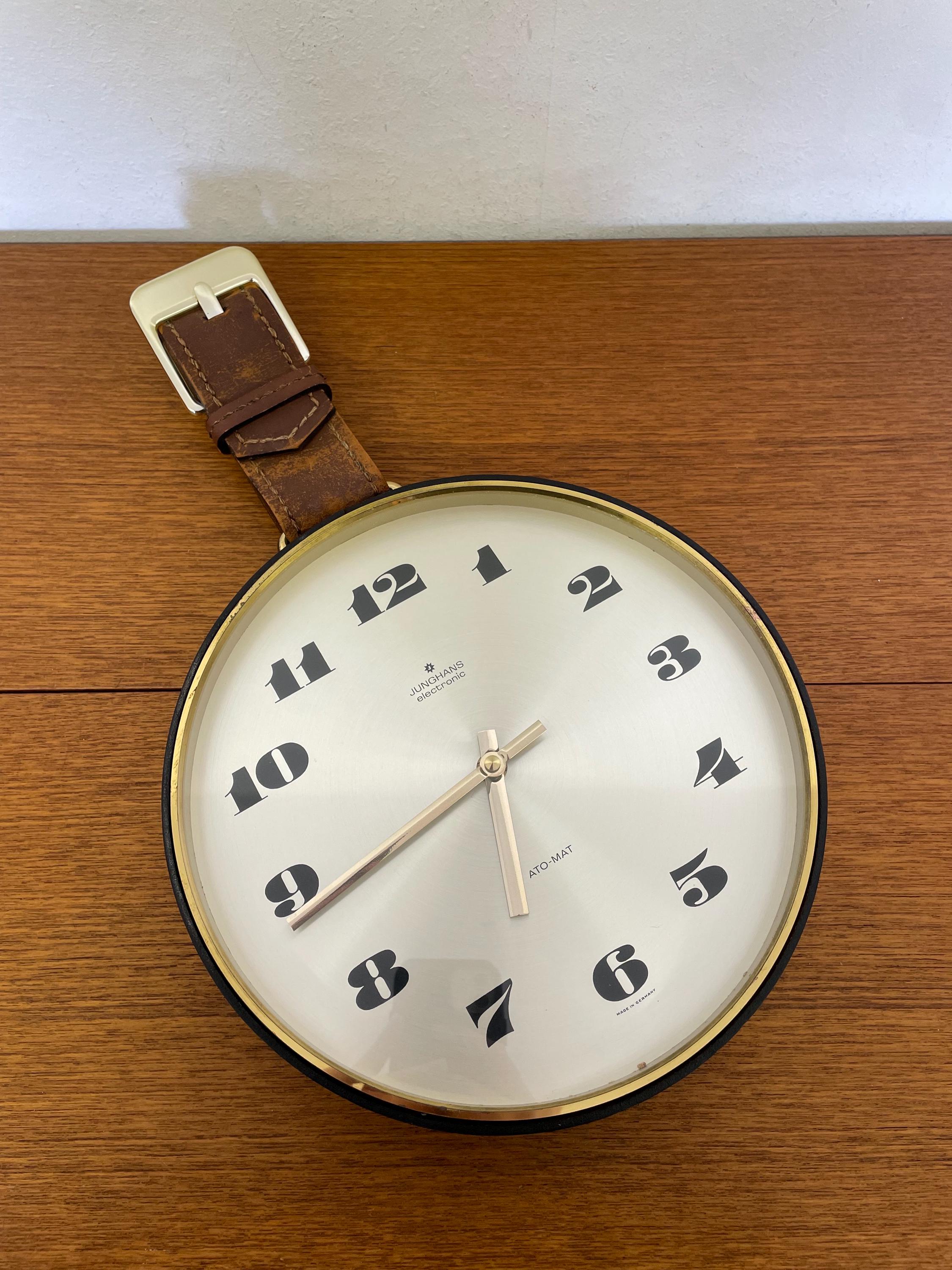 Junghans ATO-MAT S 掛時計 ゴールド Vintage Mantel Table Clock Watch Junghans Electric Ato-Mat S