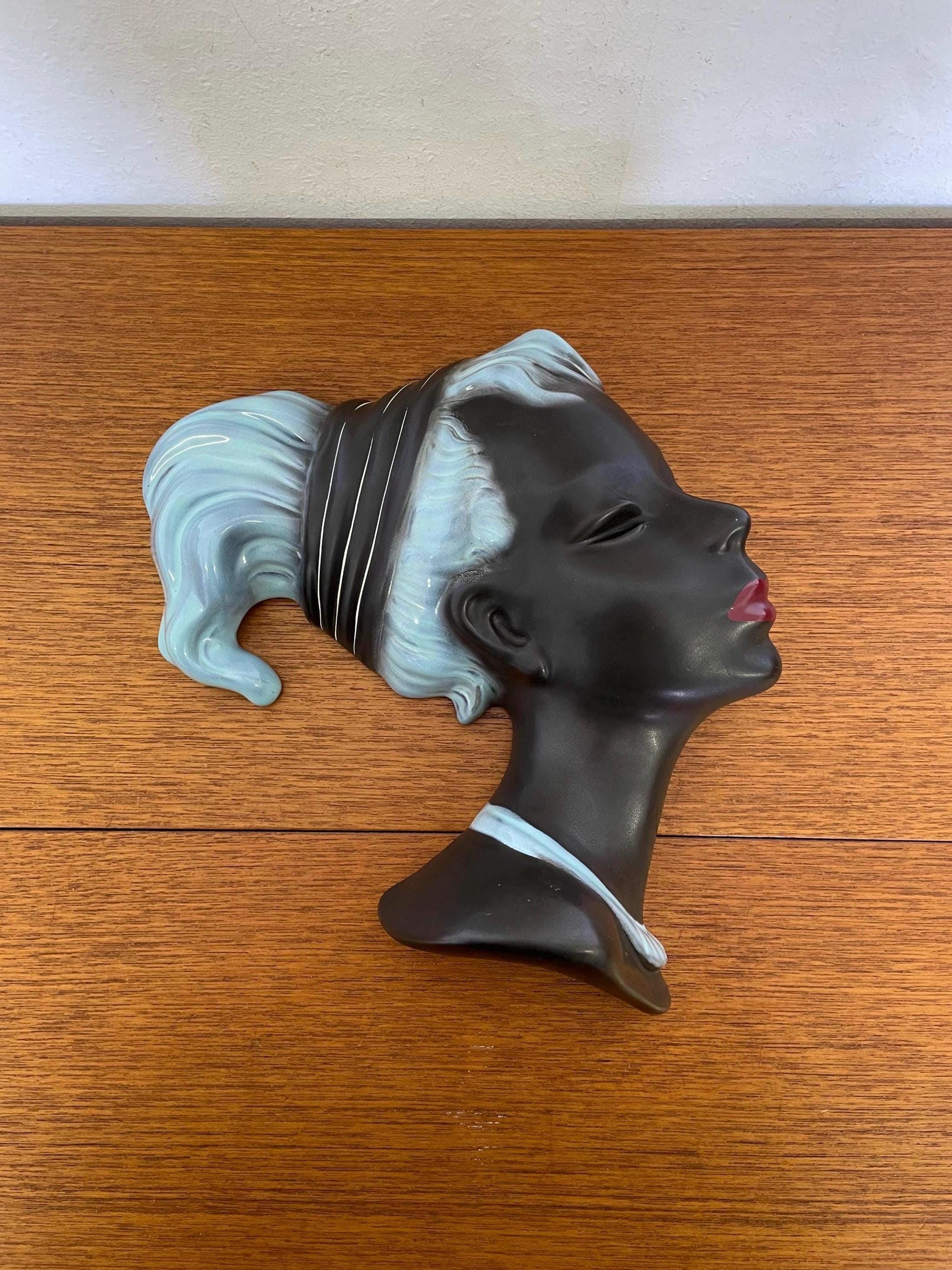 Cortendorf Ceramic Wall Mask 3440 / Wall Decoration in Black With