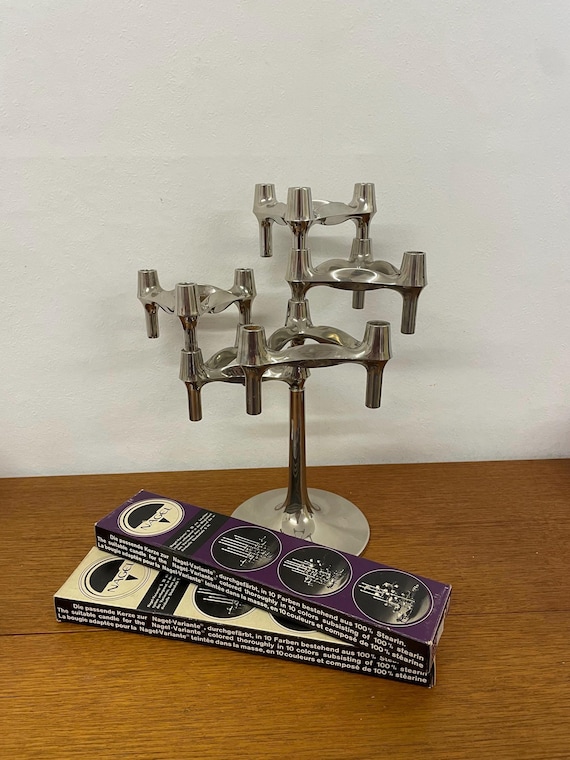 BMF Fabric Nail Candlestick Set / Candle Holder + Stand + Candles