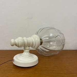 White wall lamp / wall light made of glass and plastic in white 70s Mid Century Vintage