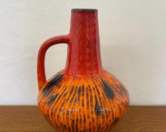 Ruschaのゼブラ花瓶、グリーンのセラミック製、70年代ミッド