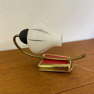 Mid Century wall light / wall lamp in red, gold and with white glass shade 50s Vintage