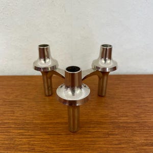 BMF fabric nail candlestick / candle holder for sticking in silver 60s 70s Mid Century Vintage