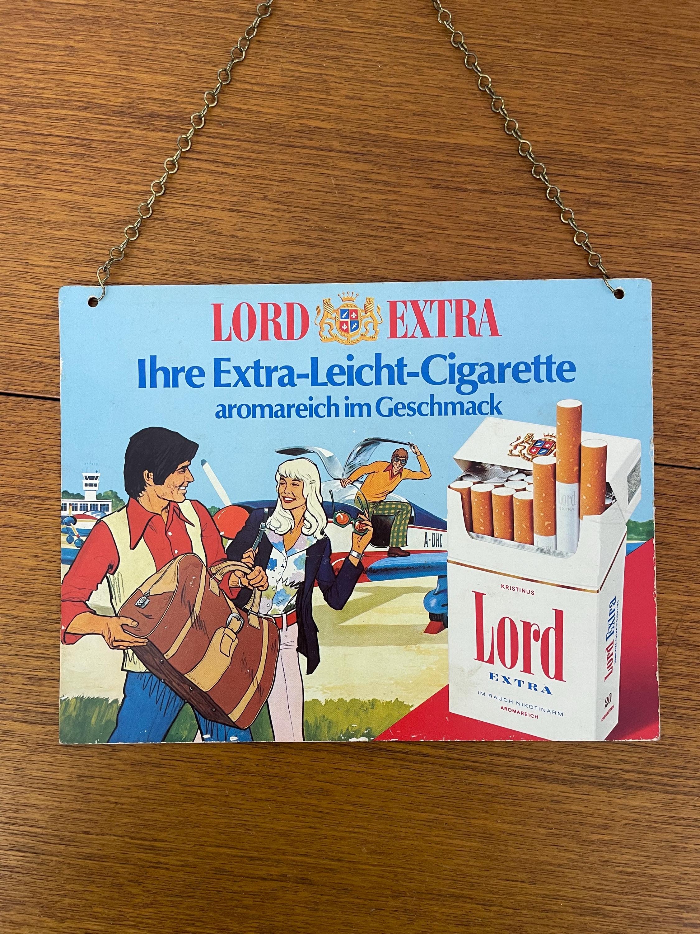 lord extra cigarettes Lord Extra Cigarettes Advertisement / Kiosk Door Sign / Cardboard Wall  Decoration 60s 70s Mid Century Vintage