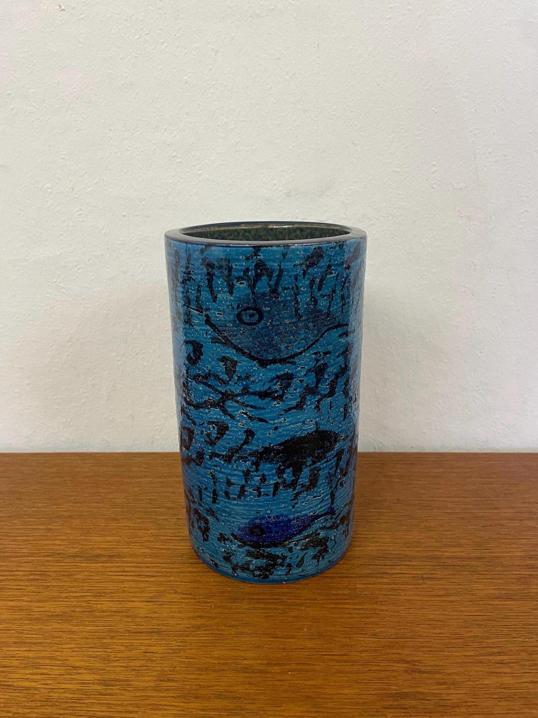 Rimini Blu Bitossi Fish Vase by Aldo Londi Made of Ceramic in Blue Made ...