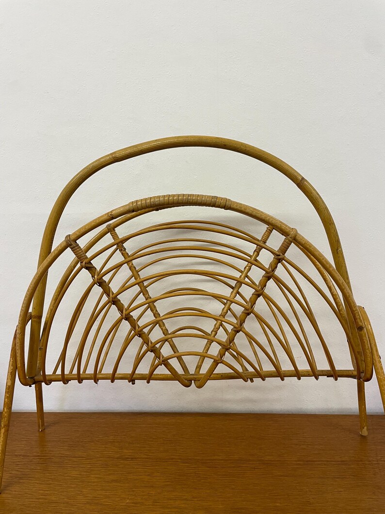 Mid-century Rattan Magazine Rack / Newspaper Stand, 60s/70s Vintage - Etsy
