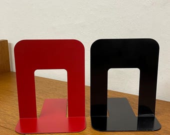 赤と黒の金属製ブックエンド2個セット 70年代 80年代 ミッド