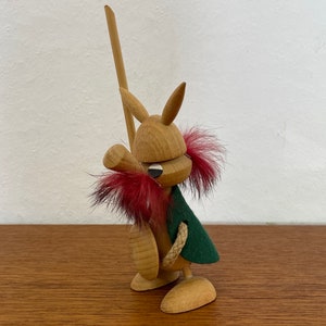 Mid Century Viking Figure Made of Wood 60s Vintage