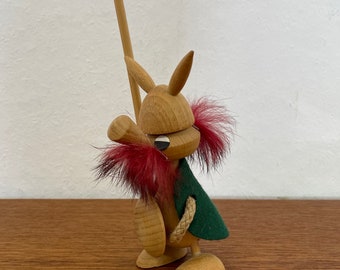 Vintage Danish Design XXL Viking Figurine, Wood, 30 Cm, 1960s