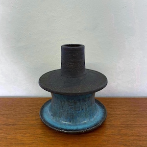 Besondere Studio Keramik Vase in schwarz und blau 60er 70er Mid Century Vintage
