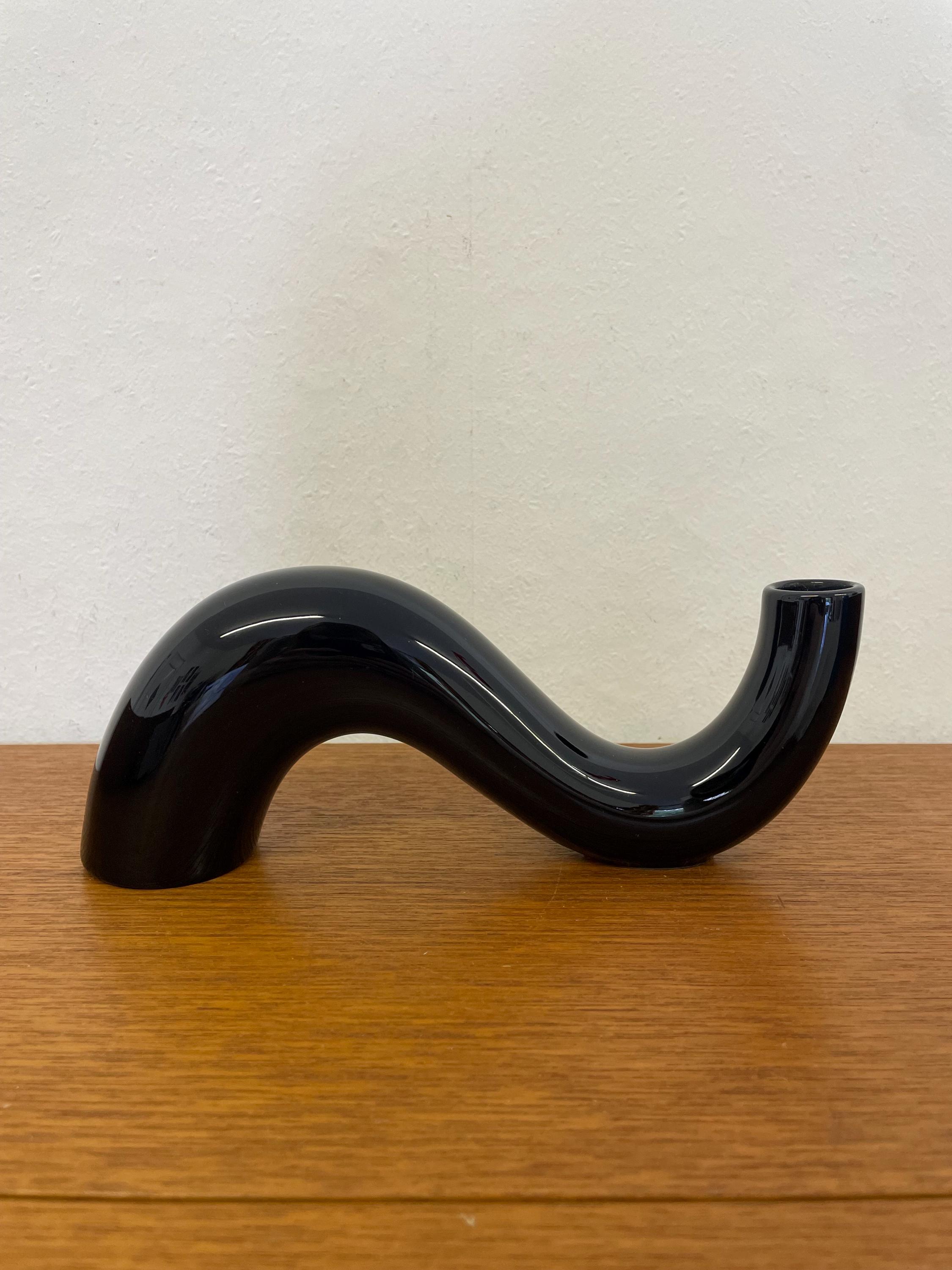 Rosenthal Studio Line “Wave” candle holder / candlestick made of porcelain in black Mid Century Vintage