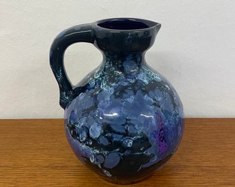 Blaue Vase von Roth Keramik 4301 mit lila Made in West Germany 70er Mid Century Vintage