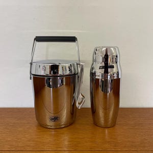 1/2 Vintage Alfi Bar Accessories (ice Bucket or Cocktail Shaker) Made of Stainless Steel in Silver