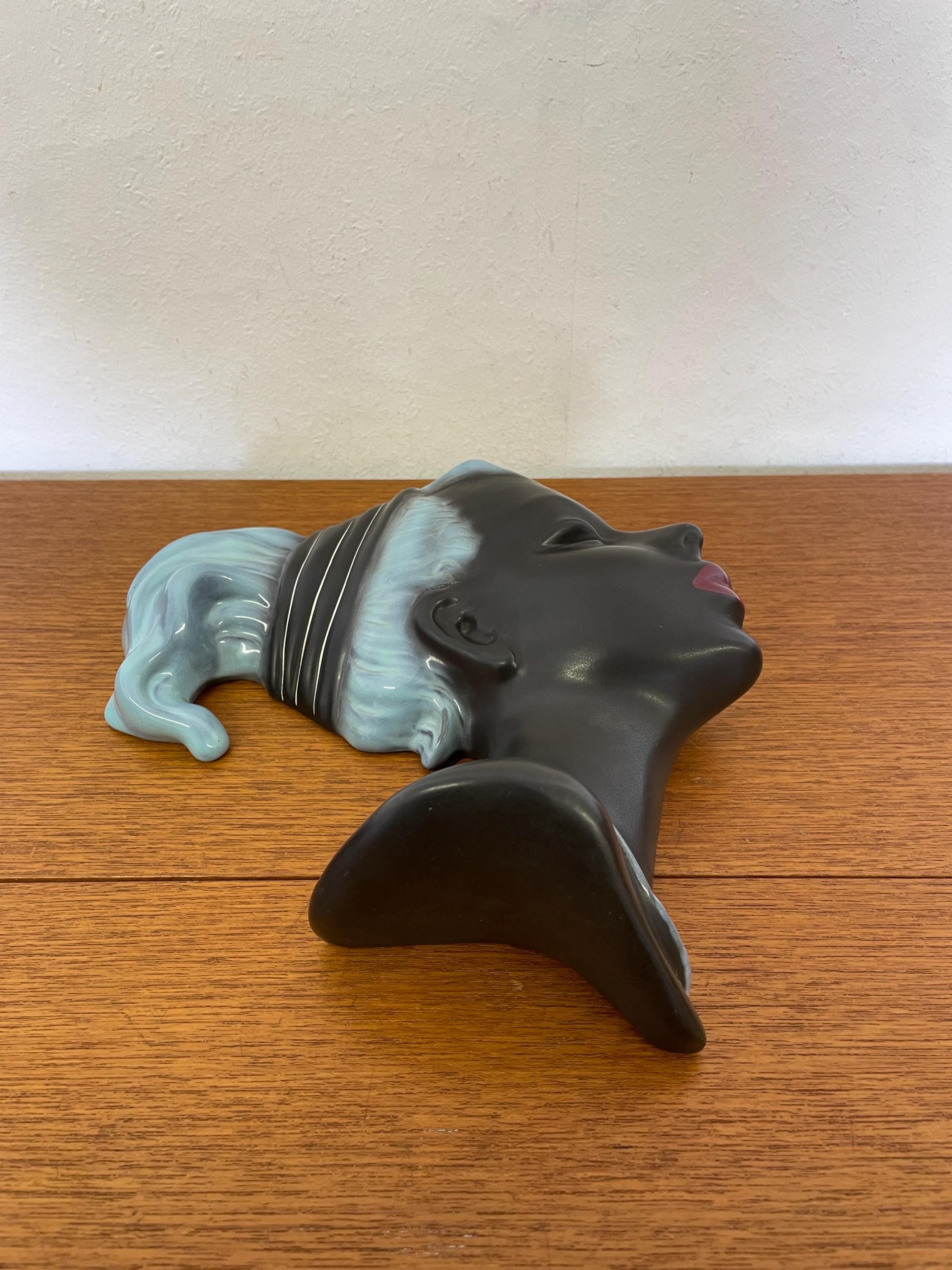 Cortendorf Ceramic Wall Mask 3440 / Wall Decoration in Black With