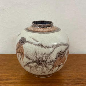 Bay Keramik Vase 64 12 in brown and white Made in West Germany 70s Mid Century Vintage