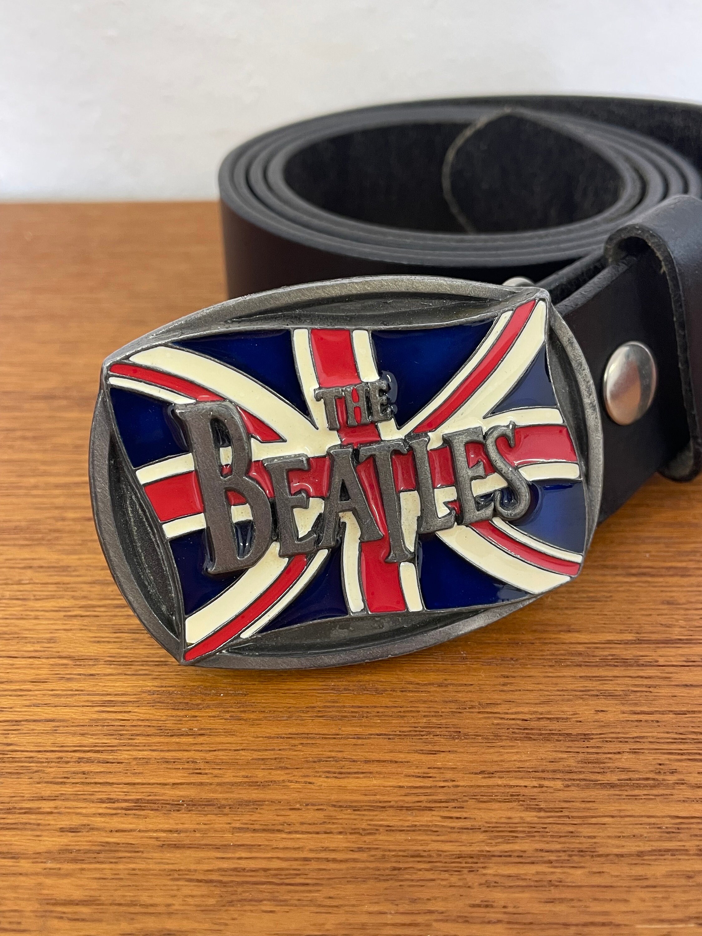 90s Beatles American Legends Foundry Belt Belt Buckle Buckle Made in USA with Vintage Leather Strap