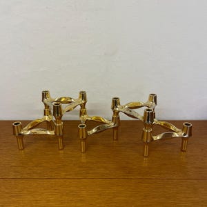 Set of 5 BMF fabric nail candlesticks / candle holders for sticking in gold 60s 70s Mid Century Vintage