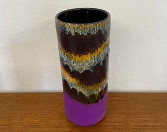 Vase en céramique Fat Lava en violet années 70 vintage du milieu du siècle