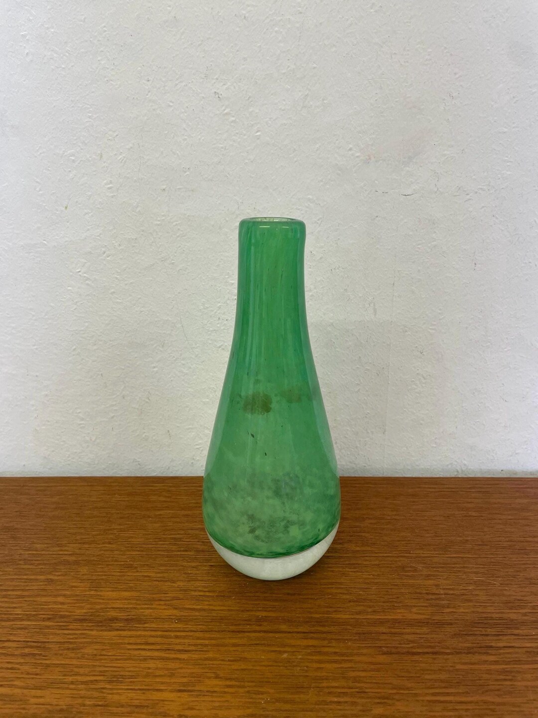 ターコイズ / グリーン ガラス花瓶 70 年代ミッドセンチュリー