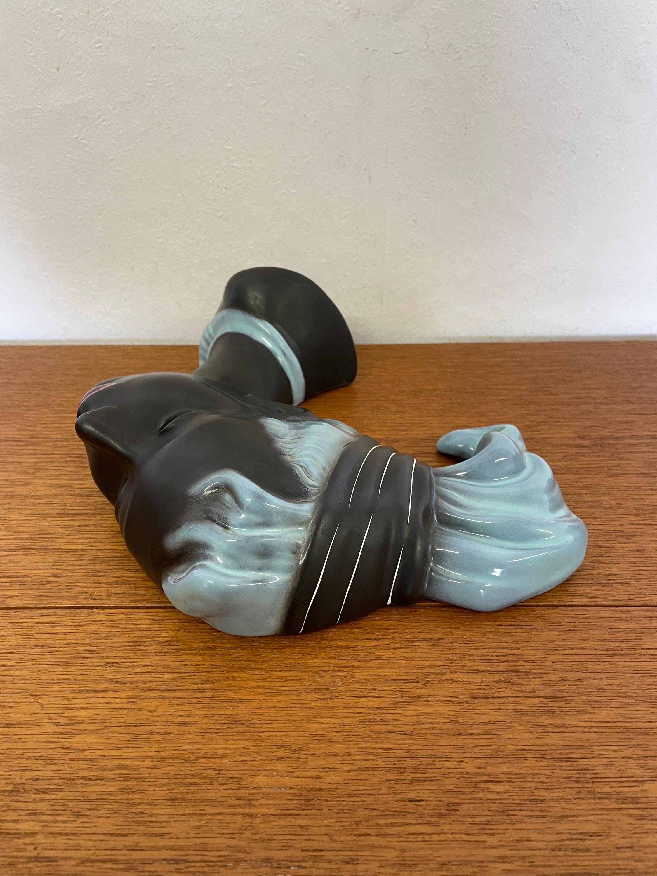 Cortendorf Ceramic Wall Mask 3440 / Wall Decoration in Black With