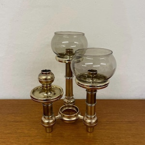 Special candlestick / candlestick for sticking (14 individual parts) made of glass and brass in gold 60s Mid Century Vintage