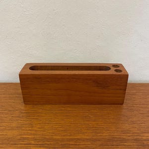 Teakwood utensil / desk organizer / pen holder / letter holder 60s 70s Mid Century Vintage