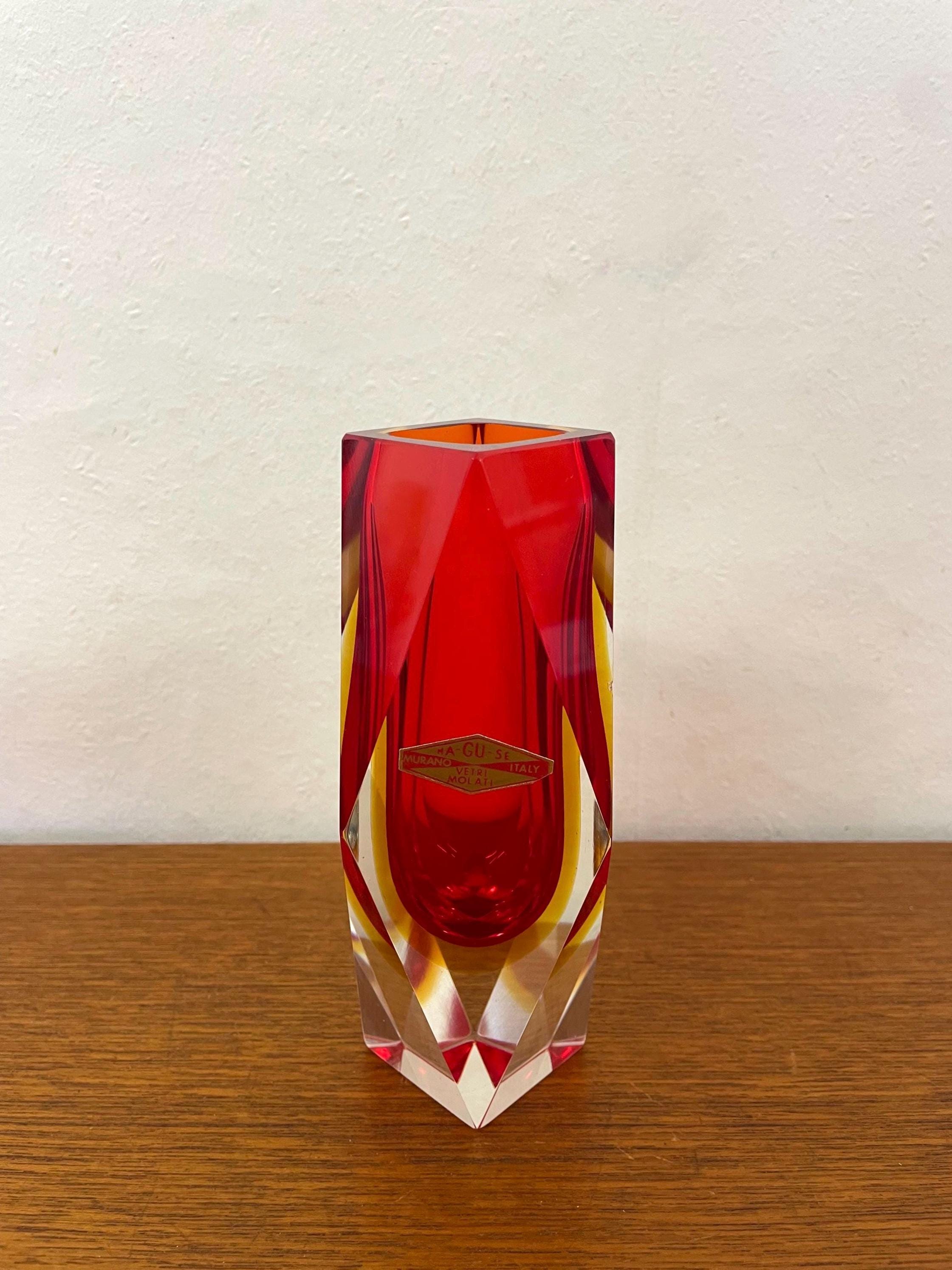 Luciano Vistosi】MURANO フラワーベース 花瓶 レッド 赤いムラーノ
