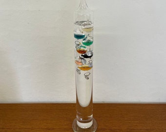 Großes buntes Vintage Galileo Thermometer aus Glas