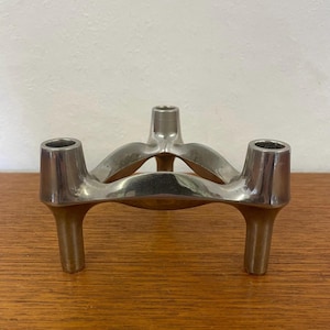 BMF fabric nail candlestick / candle holder for sticking chrome silver Made in West Germany 60s 70s Mid Century Vintage