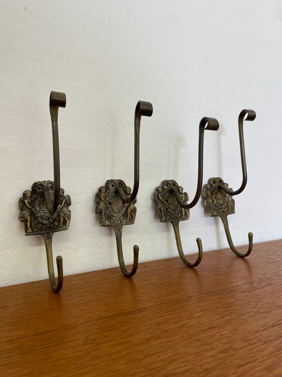 Ganci per asciugamani in ottone, ganci per guardaroba antichi, ganci