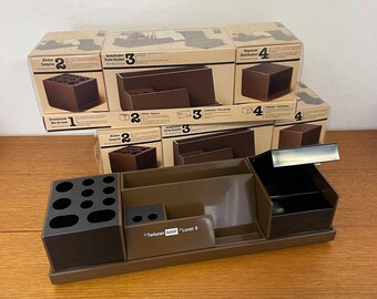 1/3 Schreibtisch-Organizer Set / vierteiliges Utensilo Set von KAG office mit OVP 70er Mid Century Vintage