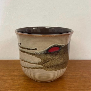 Vaso da fiori / fioriera Scheurich 807 17 in ceramica marrone e rossa. Prodotto nella Germania occidentale, anni '70, Mid Century Vintage.