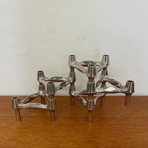 1/5 BMF fabric nail candlestick / candle holder for sticking chrome silver Made in West Germany 60s 70s Mid Century Vintage
