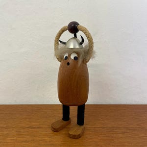 Danish Teak Viking Figure / Money Box 50s 60s Mid Century Vintage