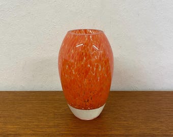 Orange small vase / glass art made of glass 70s Mid Century Vintage