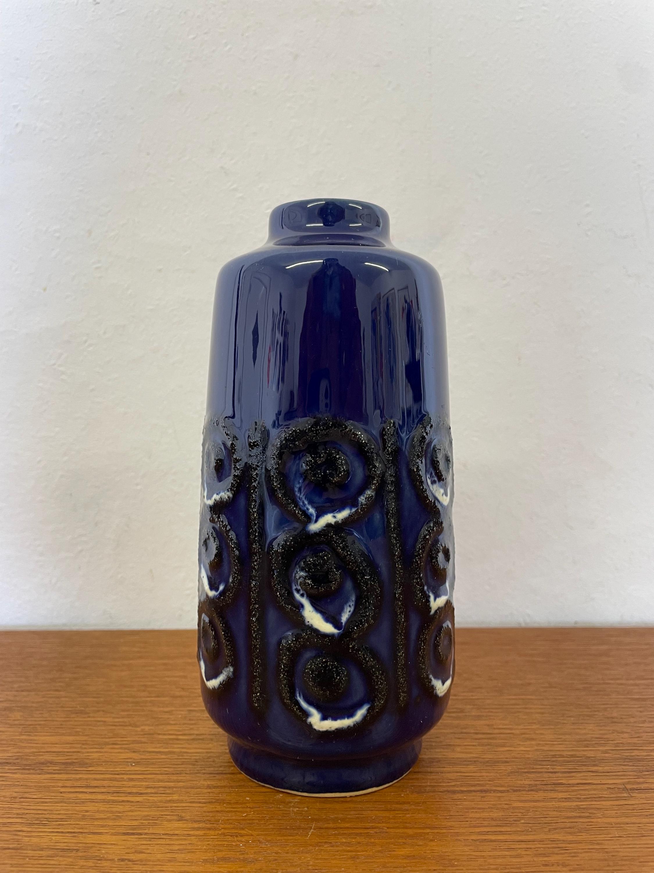 Fat Lava VEB Handelsleben Vase 3045 Made of Ceramic in Blue 70s