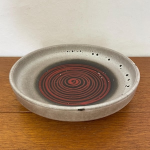 Large Fat Lava bowl / fruit bowl in grey, black with red 70s Mid Century Vintage
