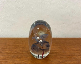 Signed paperweight / glass art, 1970s mid-century vintage