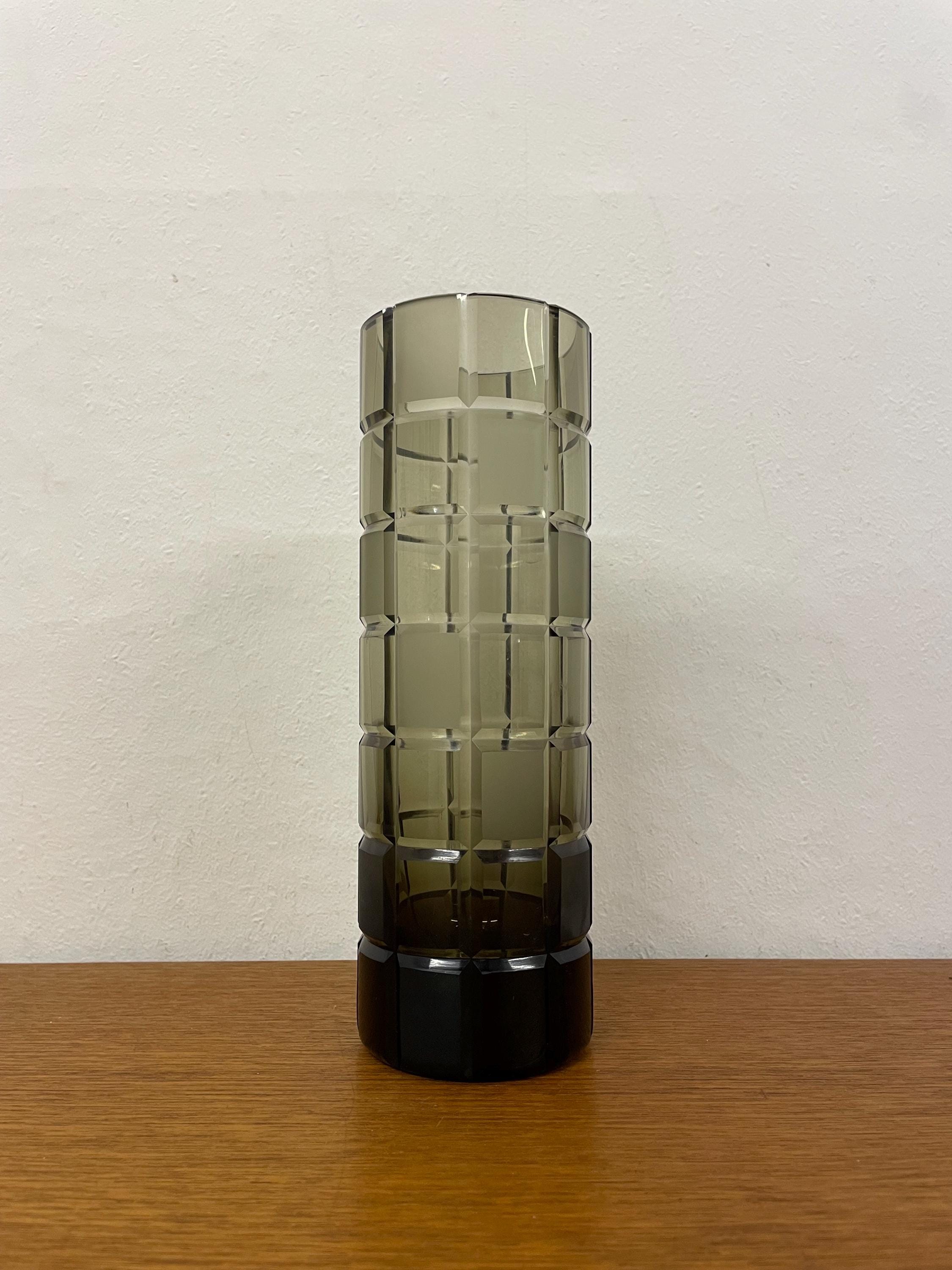 ローゼンタールの花瓶、無垢ガラス/スモークガラス製、ブラウングレー
