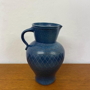 Blue ceramic vase / jug / pitcher 60s Mid Century Vintage