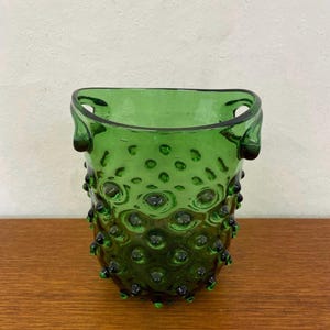 Italian Empoli glass vase in green 60s Mid Century Vintage