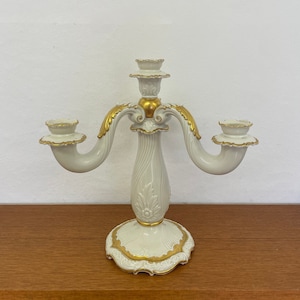 Vintage Rosenthal Porzellan Kerzenständer/ Kerzenleuchter / Kerzenhalter mit goldenen Verzierungen 60er Mid Century