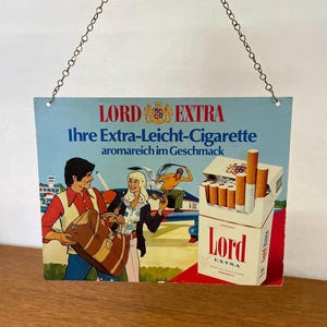 Lord Extra Cigarettes Advertising / Kiosk Door Sign / Wall Decoration made of Cardboard 60s 70s Mid Century Vintage