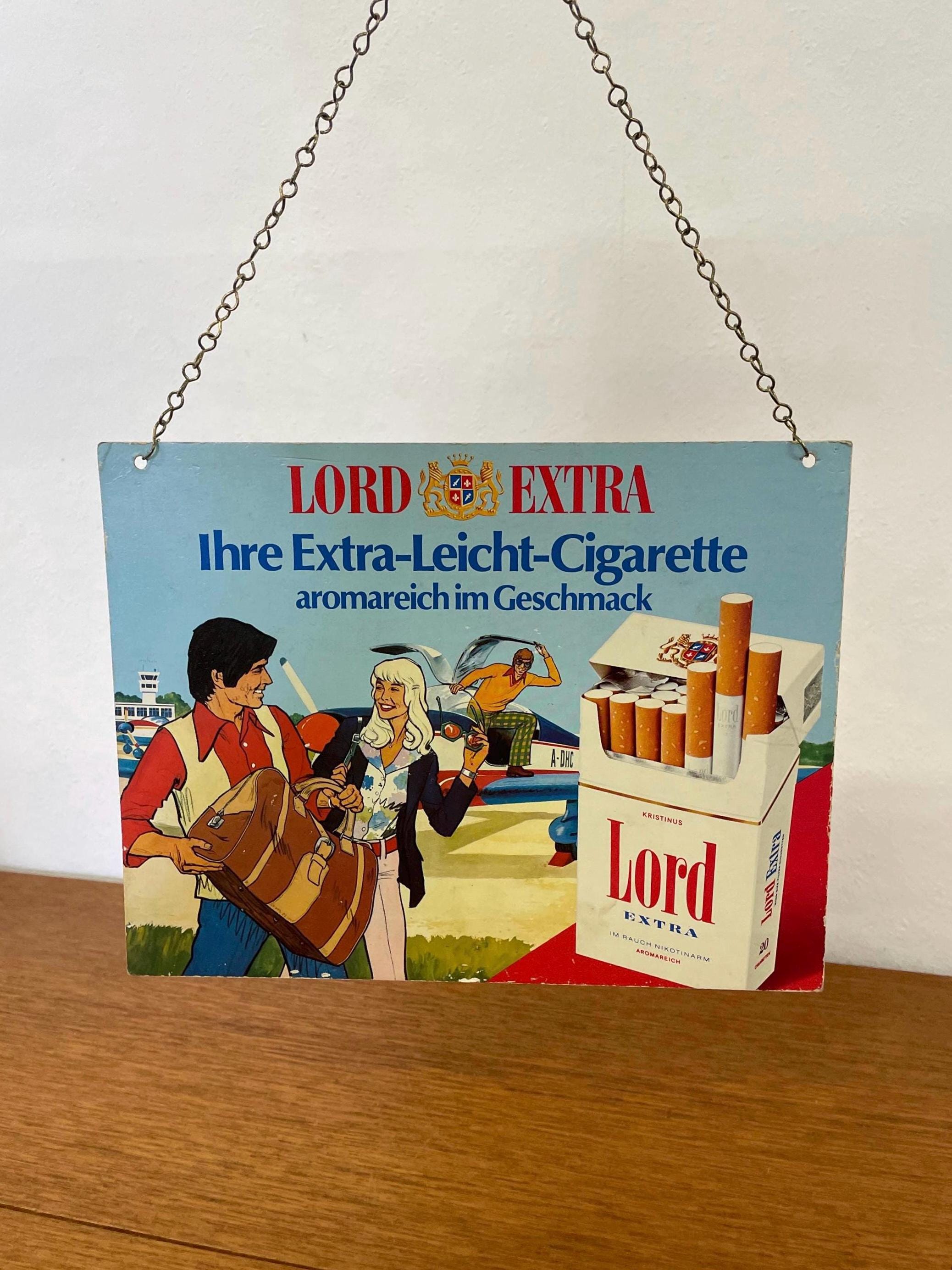 lord extra cigarettes Lord Extra Cigarettes Advertisement / Kiosk Door Sign / Cardboard Wall  Decoration 60s 70s Mid Century Vintage