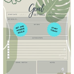 Goal Setting Worksheet Digital Download