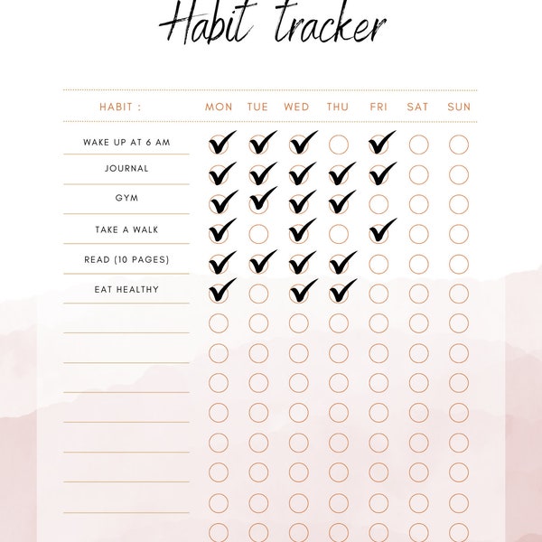 Habit Tracker Digital Download Beige Achieve Goals by Tracking Your Habits Today Pretty Background Print Out