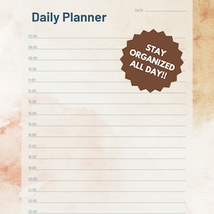 Daily Planner Worksheet Digital Download Simple