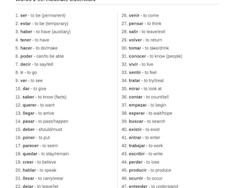 Spanish Essentials: 3,250 Words + Phrases | 57-Page Complete Vocabulary Guide PDF |  Learn Spanish Fast | Comprehensive Study