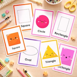 Geometrische Formen Karteikarten für Kinder | Lernen & Verfolgen Printable | Digitaler Download